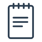 Icon of a notepad with lines of text.